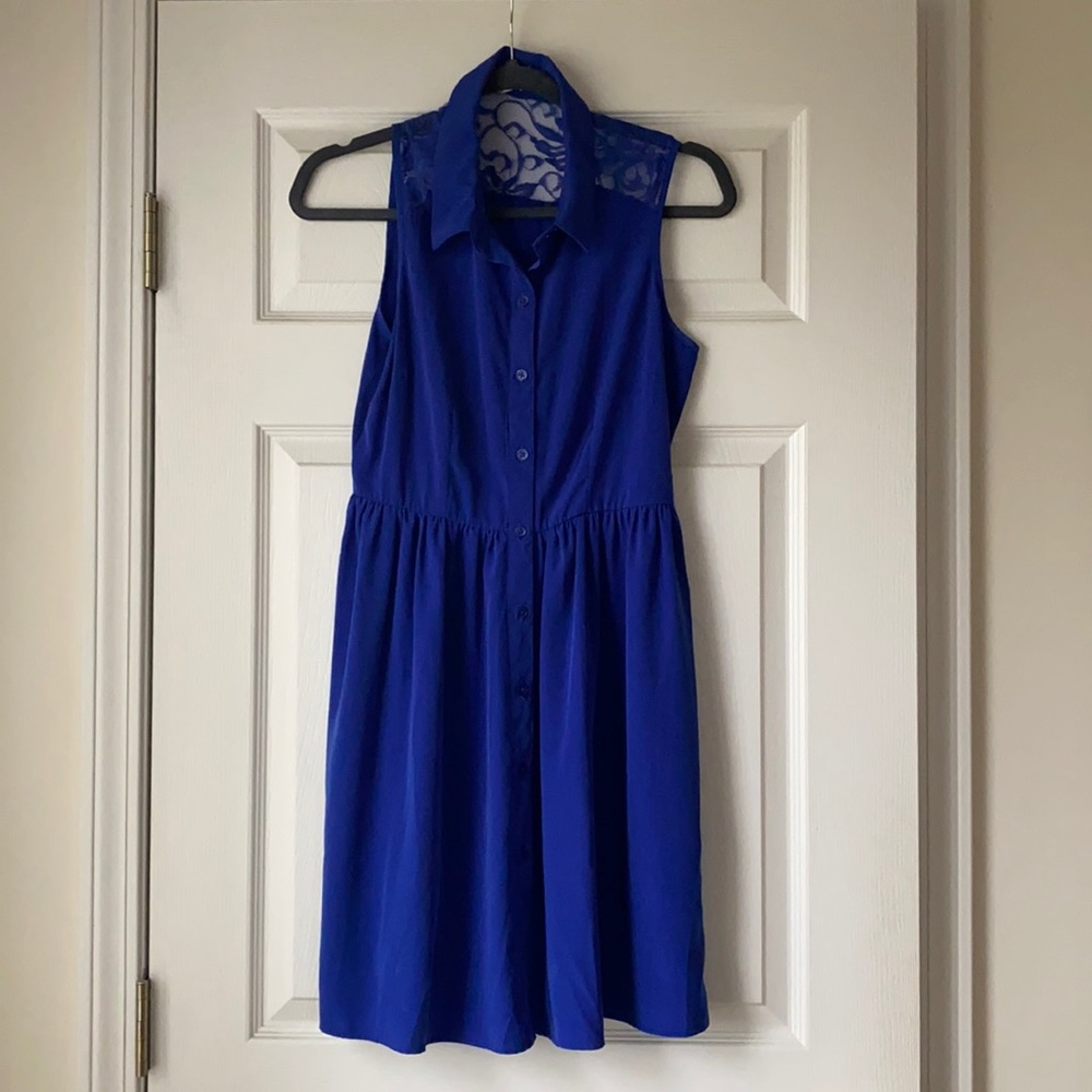 One Clothing Collared Lace Back Button Dress